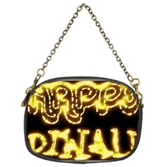 Happy Diwali Yellow Black Typography Chain Purses (one Side) 