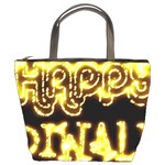 Happy Diwali Yellow Black Typography Bucket Bags Front