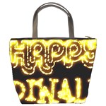 Happy Diwali Yellow Black Typography Bucket Bags Back