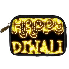 Happy Diwali Yellow Black Typography Digital Camera Cases by yoursparklingshop