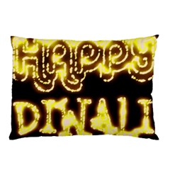 Happy Diwali Yellow Black Typography Pillow Case (two Sides) by yoursparklingshop