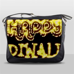 Happy Diwali Yellow Black Typography Messenger Bags