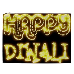 Happy Diwali Yellow Black Typography Cosmetic Bag (xxl)  by yoursparklingshop