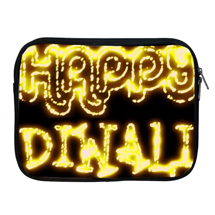 Happy Diwali Yellow Black Typography Apple iPad 2/3/4 Zipper Cases