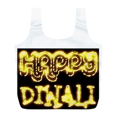 Happy Diwali Yellow Black Typography Full Print Recycle Bags (l)  by yoursparklingshop