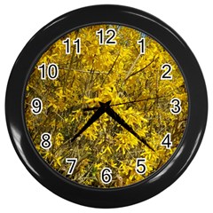 Nature, Yellow Orange Tree Photography Wall Clocks (black)