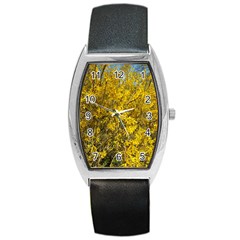 Nature, Yellow Orange Tree Photography Barrel Style Metal Watch by yoursparklingshop