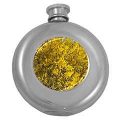 Nature, Yellow Orange Tree Photography Round Hip Flask (5 Oz) by yoursparklingshop