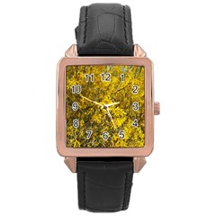 Nature, Yellow Orange Tree Photography Rose Gold Leather Watch  by yoursparklingshop