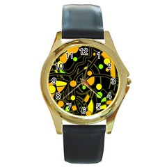 Floating Round Gold Metal Watch