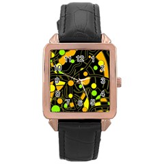 Floating Rose Gold Leather Watch  by Valentinaart