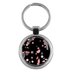 Pink And Gray Abstraction Key Chains (round) 