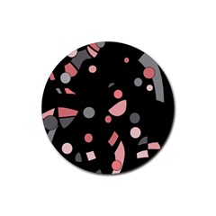 Pink And Gray Abstraction Rubber Round Coaster (4 Pack)  by Valentinaart