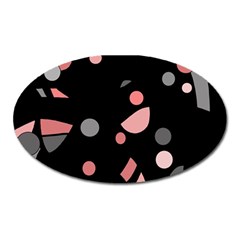 Pink And Gray Abstraction Oval Magnet by Valentinaart