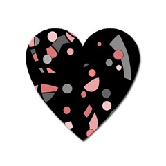 Pink And Gray Abstraction Heart Magnet