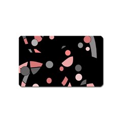 Pink And Gray Abstraction Magnet (name Card) by Valentinaart