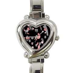 Pink And Gray Abstraction Heart Italian Charm Watch by Valentinaart