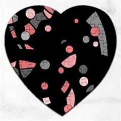 Pink And Gray Abstraction Jigsaw Puzzle (heart) by Valentinaart