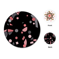 Pink And Gray Abstraction Playing Cards (round)  by Valentinaart