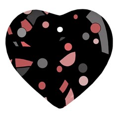 Pink And Gray Abstraction Heart Ornament (2 Sides) by Valentinaart