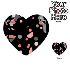 Pink And Gray Abstraction Playing Cards 54 (heart) 