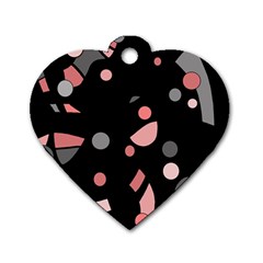 Pink And Gray Abstraction Dog Tag Heart (one Side)