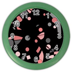 Pink And Gray Abstraction Color Wall Clocks