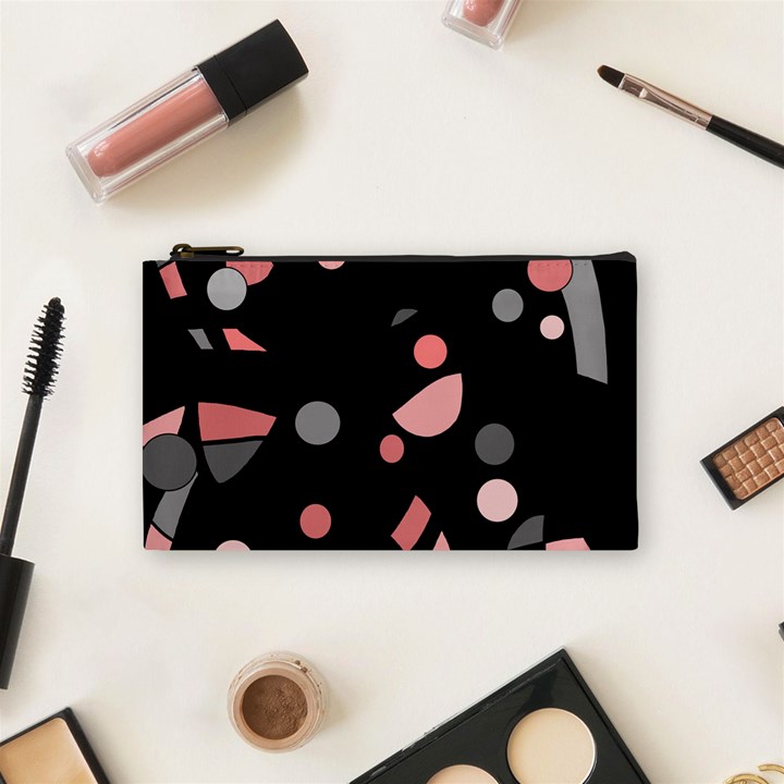 Pink and gray abstraction Cosmetic Bag (Small) 