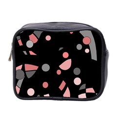 Pink And Gray Abstraction Mini Toiletries Bag 2-side by Valentinaart