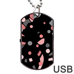 Pink And Gray Abstraction Dog Tag Usb Flash (two Sides)  by Valentinaart