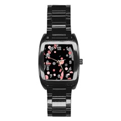 Pink And Gray Abstraction Stainless Steel Barrel Watch