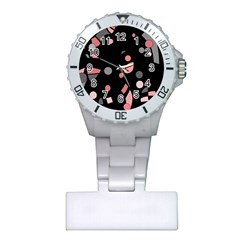 Pink And Gray Abstraction Plastic Nurses Watch