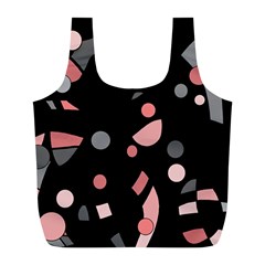 Pink And Gray Abstraction Full Print Recycle Bags (l)  by Valentinaart