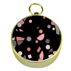 Pink And Gray Abstraction Gold Compasses