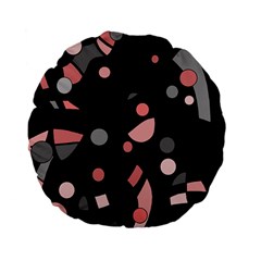 Pink And Gray Abstraction Standard 15  Premium Flano Round Cushions by Valentinaart