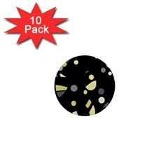 Yellow And Gray Abstract Art 1  Mini Buttons (10 Pack) 