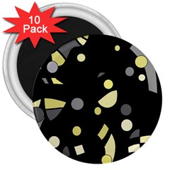 Yellow And Gray Abstract Art 3  Magnets (10 Pack) 