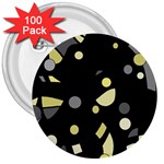 Yellow and gray abstract art 3  Buttons (100 pack)  Front