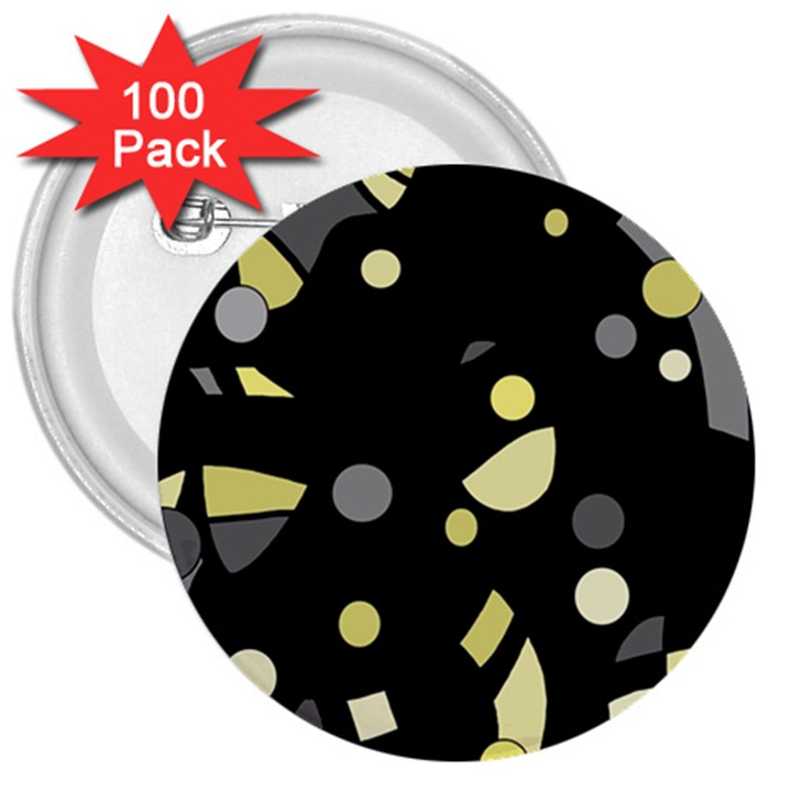 Yellow and gray abstract art 3  Buttons (100 pack) 