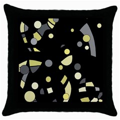 Yellow And Gray Abstract Art Throw Pillow Case (black)