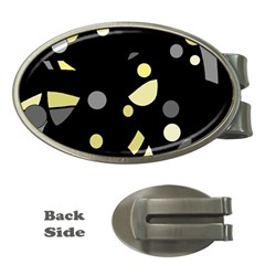 Yellow And Gray Abstract Art Money Clips (oval) 