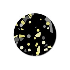 Yellow And Gray Abstract Art Magnet 3  (round)