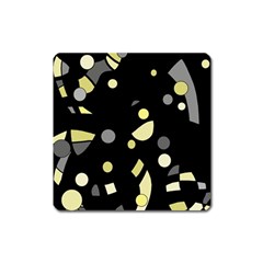 Yellow And Gray Abstract Art Square Magnet