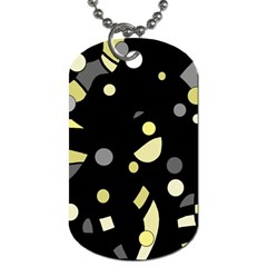 Yellow And Gray Abstract Art Dog Tag (two Sides)