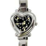 Yellow and gray abstract art Heart Italian Charm Watch Front