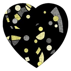 Yellow And Gray Abstract Art Jigsaw Puzzle (heart)