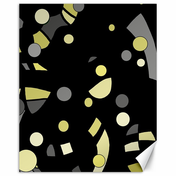 Yellow and gray abstract art Canvas 16  x 20  