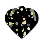 Yellow and gray abstract art Dog Tag Heart (One Side) Front