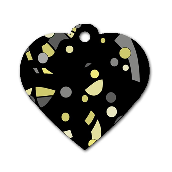 Yellow and gray abstract art Dog Tag Heart (One Side)