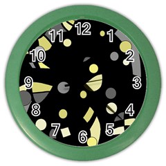 Yellow And Gray Abstract Art Color Wall Clocks